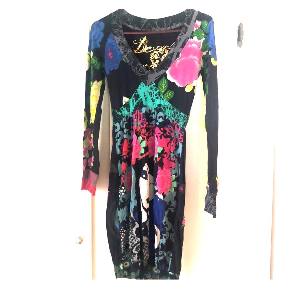 Desigual dress, funky artsy, Small, long sleeves